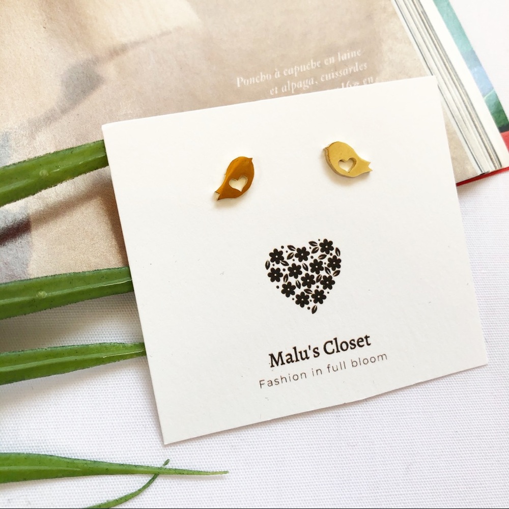 Dainty Gold Little Birds Earrings Stainless Steel